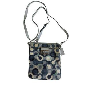 COACH  Signature Sequin Kristin Swingpack Crossbody Swing Bag Purse Blue 43725